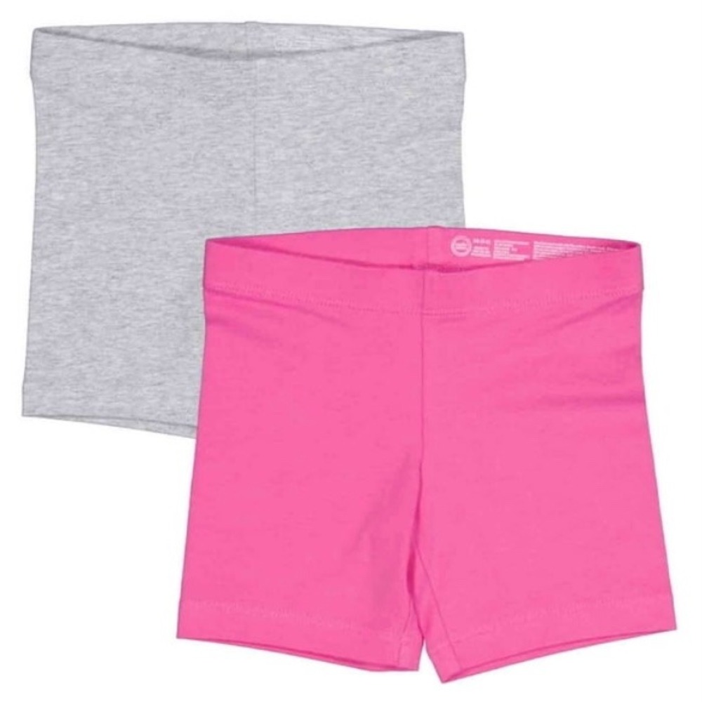 Wonder Nation Girls 2 Pack Bike Shorts Pink Heather Gray Size L 10-12 New